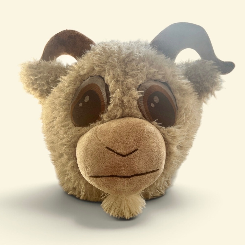 Dan Dee Collectors Choice Plush Goat Head Mask Costume Faux Fur Tan Horns Mascot
